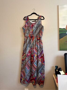 Speed Control Multicolor Geometric-Print Midi Dress